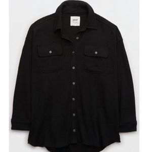 Aerie Lumberjane Waffle Shirt Small Black NWT